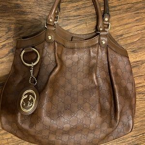 Authentic brown leather Gucci Handbag